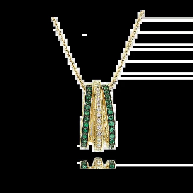 Золотая подвеска с изумрудами и бриллиантами