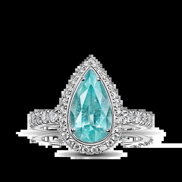 Кольцо с турмалином Параиба и бриллиантами