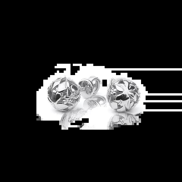 Серьги-пусеты Flora из белого золота
