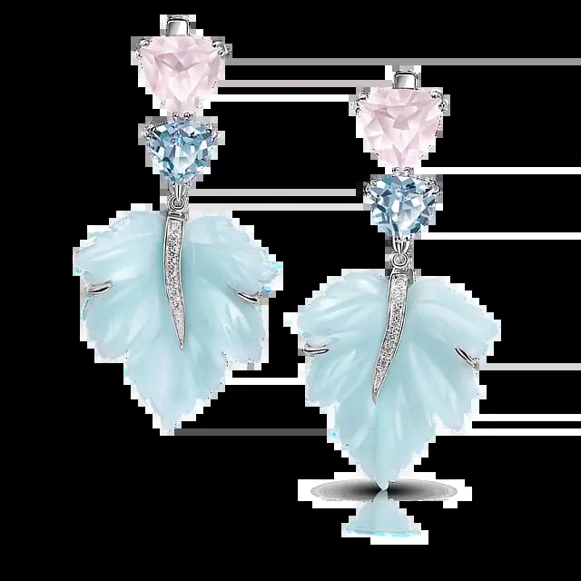 Серьги с резными листочками из кварцитов