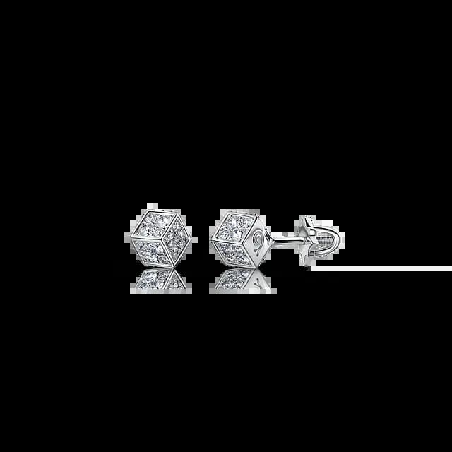 Золотые серьги-пусеты CUBE с бриллиантами