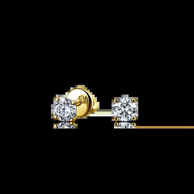 Серьги-пусеты из желтого золота с бриллиантами