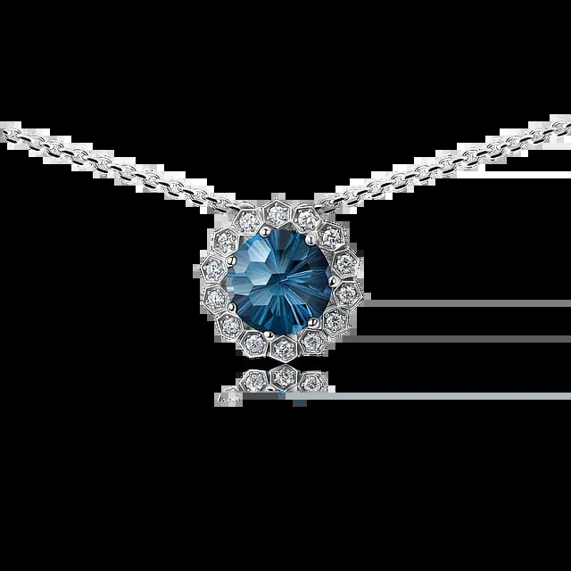 Золотая подвеска с топазом London Blue