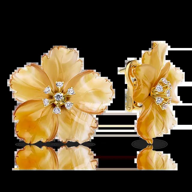 Серьги с агатом и бриллиантами 