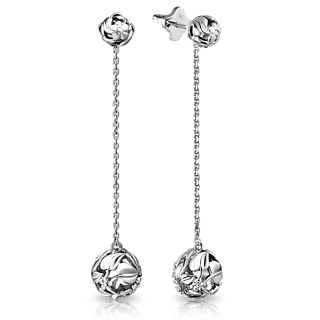 Золотые серьги с подвесами из коллекции FLORA