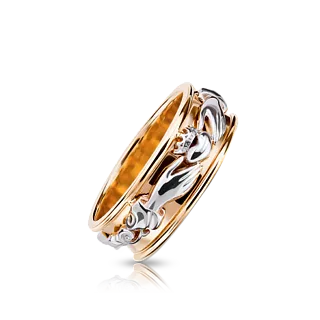 Кольцо из  розового и белого золота