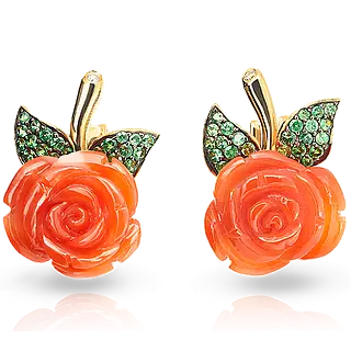 Серьги **MILLE FIORI** с кораллами.