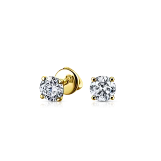 Золотые серьги-пусеты с бриллиантами