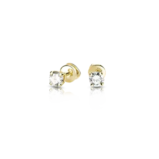 Золотые серьги-пусеты с бриллиантами