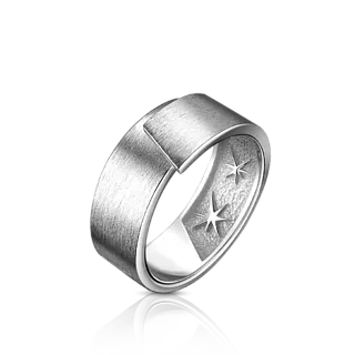 Широкое кольцо из белого матового золота