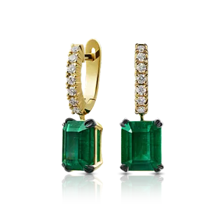 Серьги с изумрудами и бриллиантами