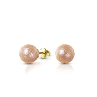 Серьги-пусеты с персиковым граненным жемчугом