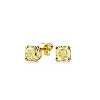 Золотые серьги-пусеты с желтыми бриллиантами