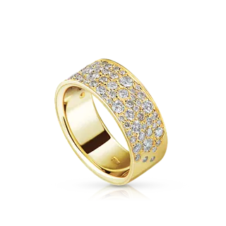 Широкое кольцо из желтого золота с бриллиантами 
