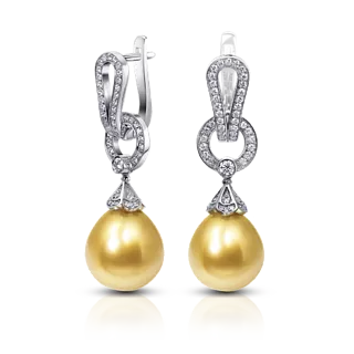 Серьги с золотым жемчугом и бриллиантами