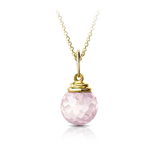 Золотая подвеска с розовым кварцем