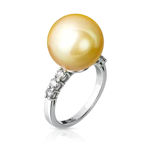 Кольцо с золотым жемчугом и бриллиантами 