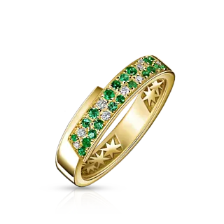 Золотое кольцо с изумрудами и бриллиантами