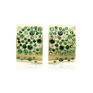Серьги из желтого золота с изумрудами и бриллиантами
