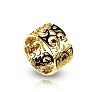 Широкое кольцо HELIX из желтого золота