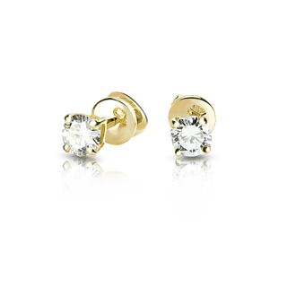 Золотые серьги-пусеты с бриллиантами