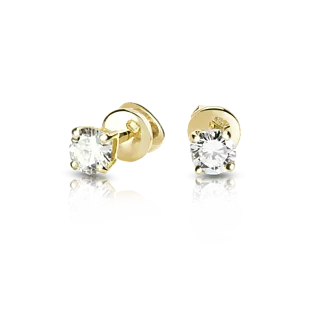 Золотые серьги-пусеты с бриллиантами