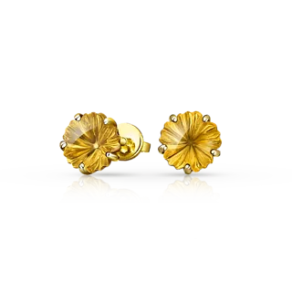 Золотые серьги-пусеты с цитринами