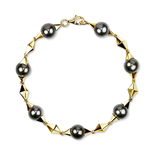Золотой браслет с черным жемчугом