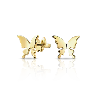 Золотые серьги-пусеты в форме бабочек