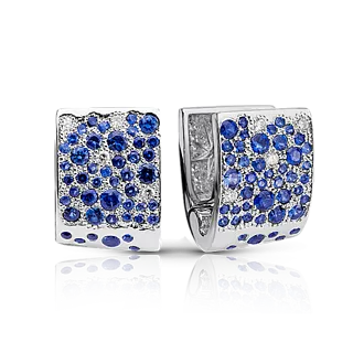Серьги из белого золота с сапфирами и бриллиантами