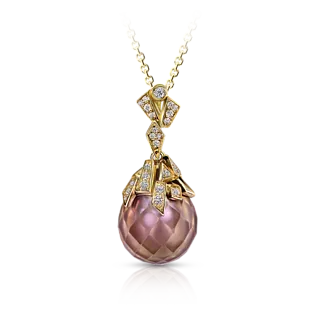 Подвеска с розовым граненным жемчугом