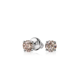 Золотые серьги-пусеты с цветными бриллиантами