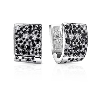 Серьги с черными и бесцветными бриллиантами