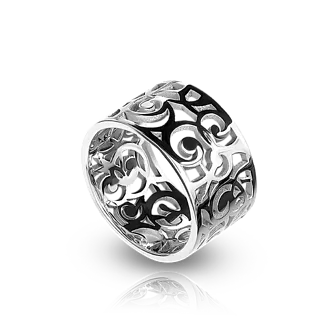 Широкое кольцо HELIX из белого золота