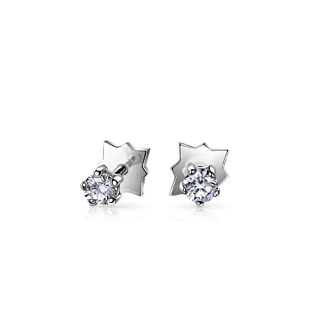 Золотые серьги-пусеты с бриллиантами