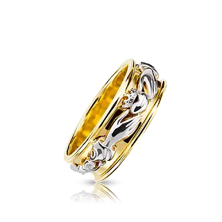 Кольцо CLADDAGH из желтого и белого золота
