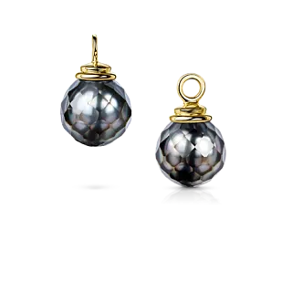 Подвесы с черным граненым жемчугом