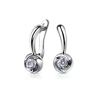 Серьги с бриллиантами на английском замке