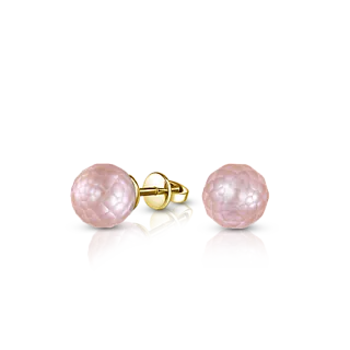 Серьги-пусеты с розовым граненным жемчугом