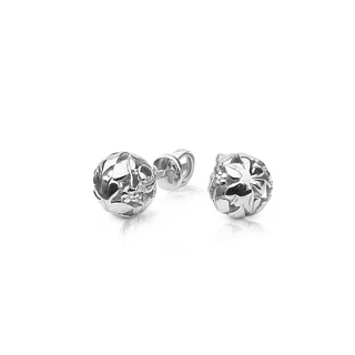 Серьги-пусеты Flora из белого золота