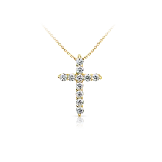 Крестик из желтого золота с бриллиантами
