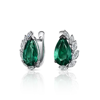 Серьги с изумрудами и бриллиантами