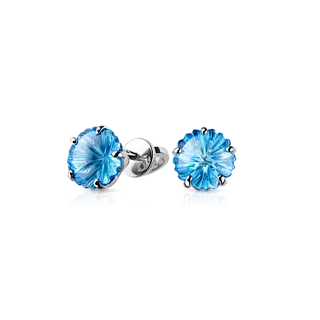 Золотые серьги-пусеты с топазами Swiss