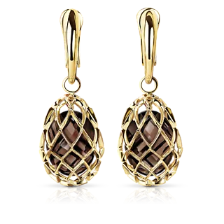 Золотые серьги с раухтопазами