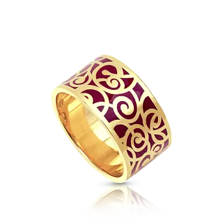 Широкое золотое кольцо с эмалью