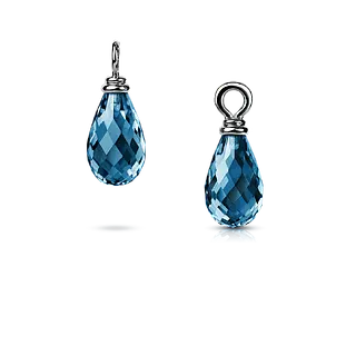Подвесы из белого золота с топазами London Blue