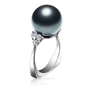 Кольцо с черной жемчужиной