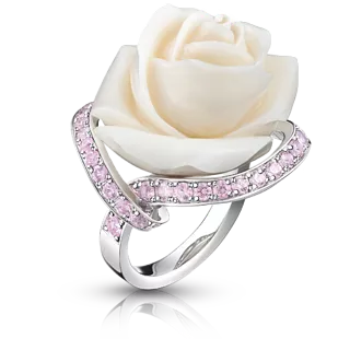 Кольцо с коралловой розой