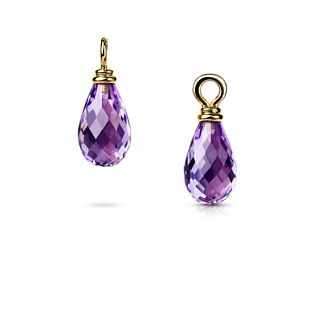 Подвесы из желтого золота с аметистом