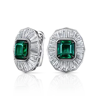 Серьги с изумрудами и бриллиантами